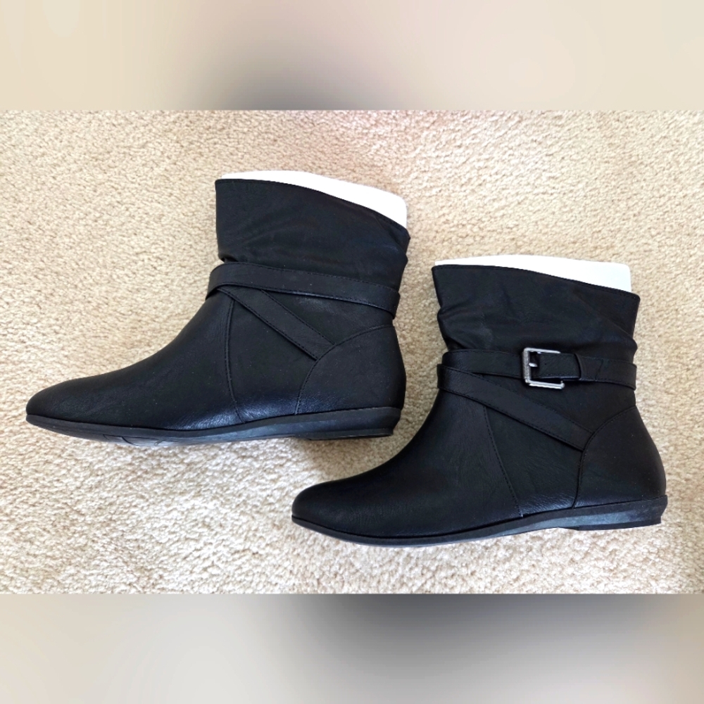 American Eagle Black Ankle Boots with Buckle Detail
